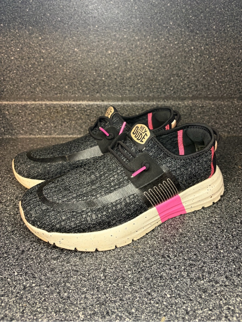 Hey Dude Kids Black with Pink Accent Slip-On Sneakers